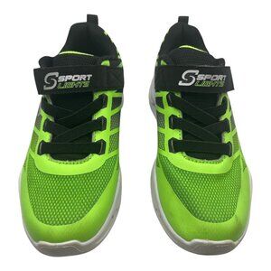 Boys Skechers Sport Lights Light Up Sneakers Hoop and Loop Size 12 Green Black